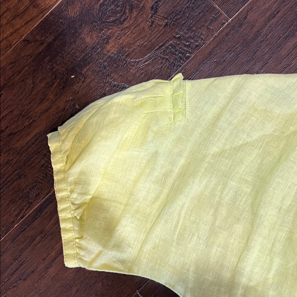 Lime Green linen  Blouse - Picture 4 of 4